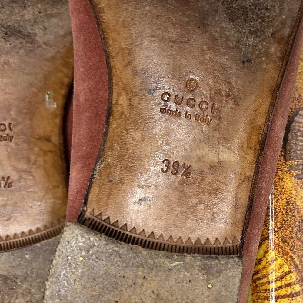 Vintage Gucci Horsebit 1953 Loafers Chestnut Brown Orange Suede Size W’s 39.5 - Picture 9 of 11